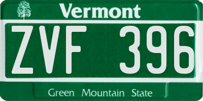 VT license plate ZVF396