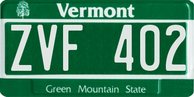 VT license plate ZVF402