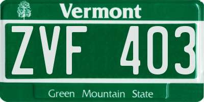 VT license plate ZVF403