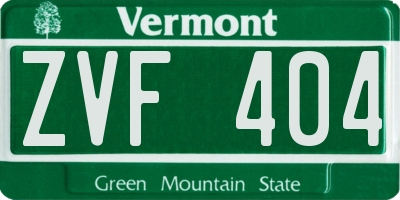 VT license plate ZVF404