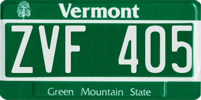 VT license plate ZVF405