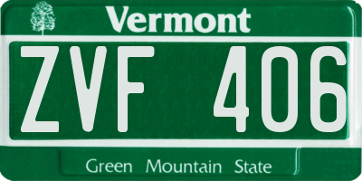VT license plate ZVF406