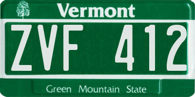 VT license plate ZVF412