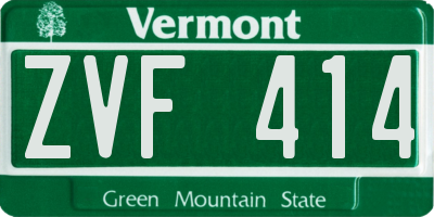 VT license plate ZVF414