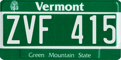 VT license plate ZVF415