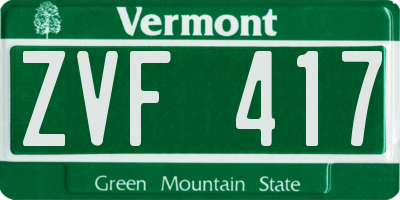 VT license plate ZVF417