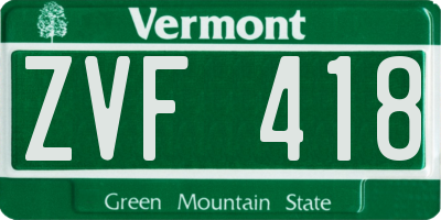 VT license plate ZVF418