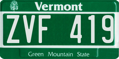 VT license plate ZVF419