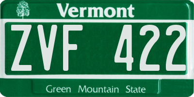 VT license plate ZVF422