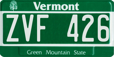 VT license plate ZVF426