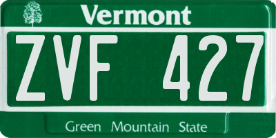 VT license plate ZVF427