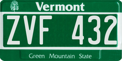 VT license plate ZVF432