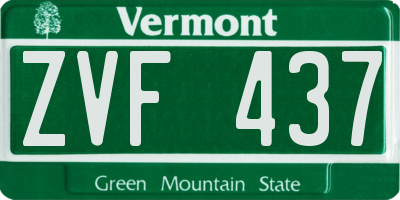 VT license plate ZVF437