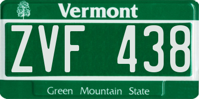 VT license plate ZVF438