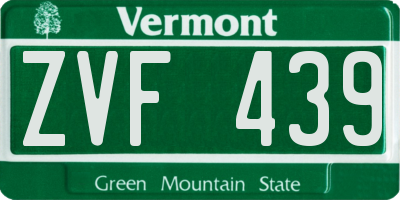 VT license plate ZVF439