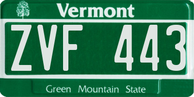 VT license plate ZVF443