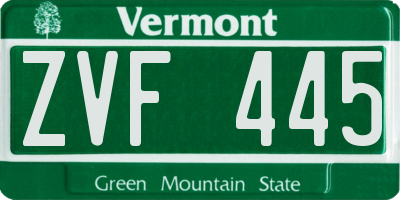 VT license plate ZVF445