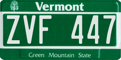 VT license plate ZVF447