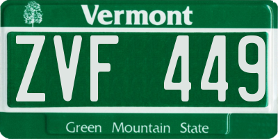 VT license plate ZVF449