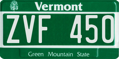 VT license plate ZVF450