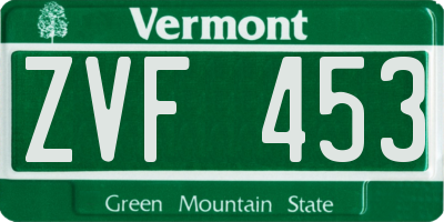 VT license plate ZVF453