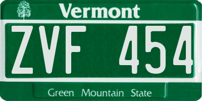 VT license plate ZVF454