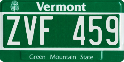 VT license plate ZVF459