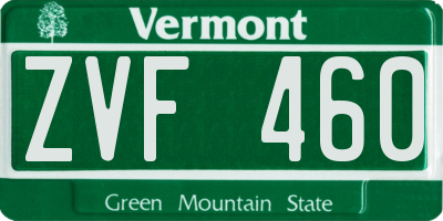 VT license plate ZVF460
