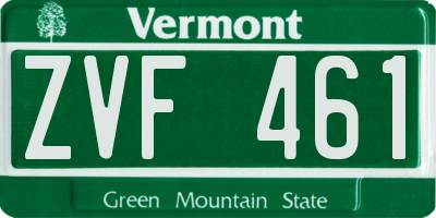 VT license plate ZVF461