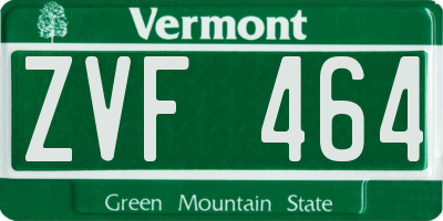 VT license plate ZVF464