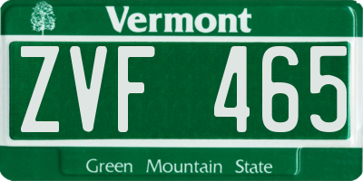 VT license plate ZVF465