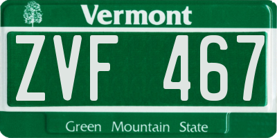 VT license plate ZVF467