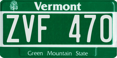 VT license plate ZVF470