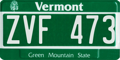 VT license plate ZVF473