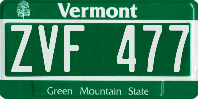 VT license plate ZVF477