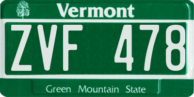 VT license plate ZVF478