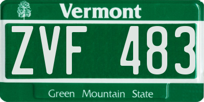 VT license plate ZVF483