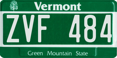 VT license plate ZVF484