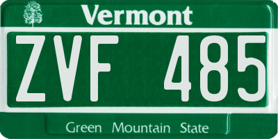 VT license plate ZVF485