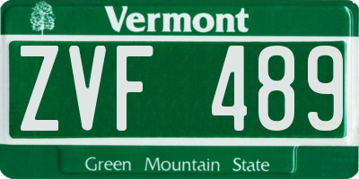 VT license plate ZVF489