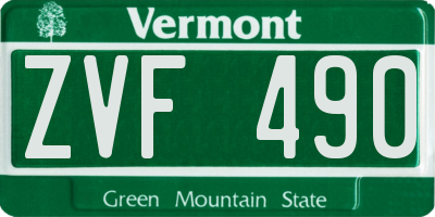 VT license plate ZVF490