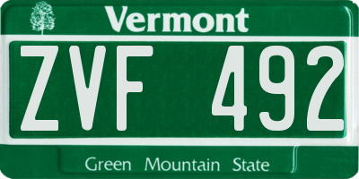 VT license plate ZVF492