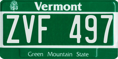 VT license plate ZVF497
