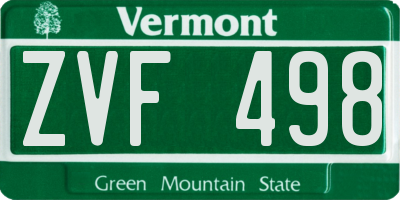 VT license plate ZVF498