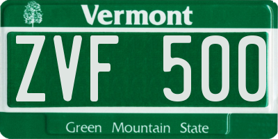 VT license plate ZVF500