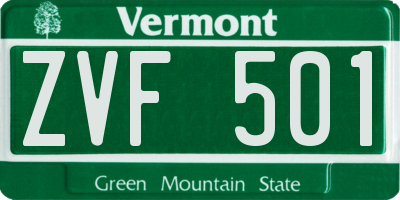 VT license plate ZVF501