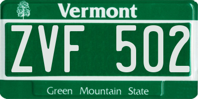 VT license plate ZVF502