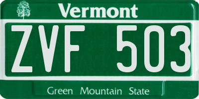 VT license plate ZVF503