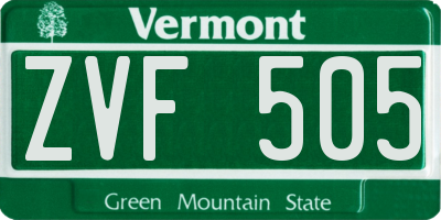 VT license plate ZVF505