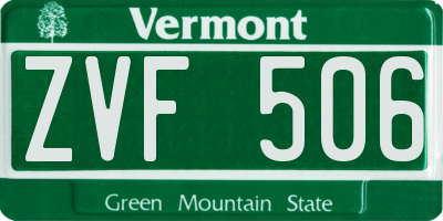 VT license plate ZVF506